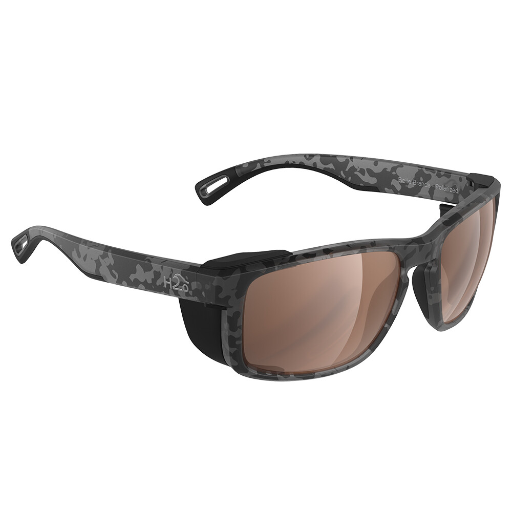 H2Optix Reef Sunglasses Matt Tiger Shark, Brown Lens Cat.3 - AntiSalt Coating w/Floatable Cord
