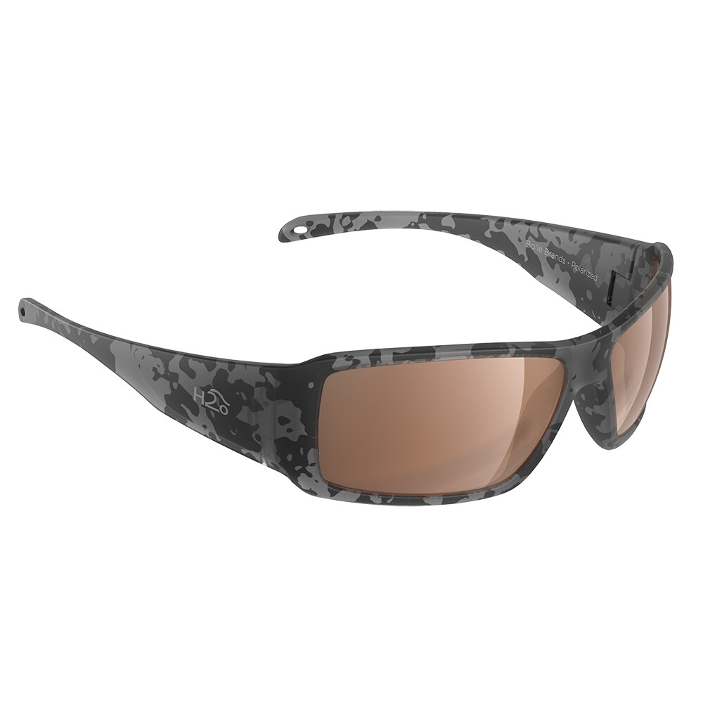 H2Optix Stream Sunglasses Matt Tiger Shark, Brown Lens Cat.3 - AntiSalt Coating w/Floatable Cord