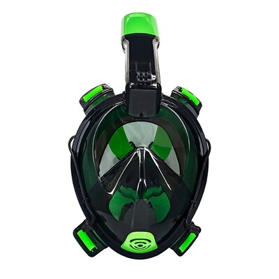 Aqua Leisure Frontier Full-Face Snorkeling Mask - Adult Sizing - Eye to Chin > 4.5" - Green/Black