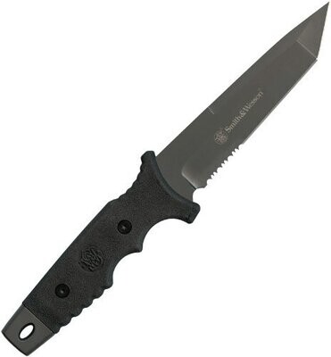 S&w Sw7s Full Tang Partially Serrated Tanto Fixed Blade Ppe Handle
