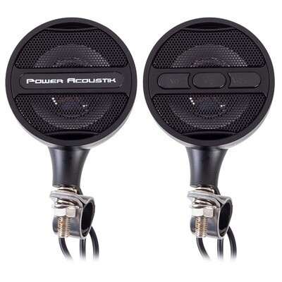 Power Acoustik Black Motorcycle Bluetooth Speaker System Fm Radio & Usb Input