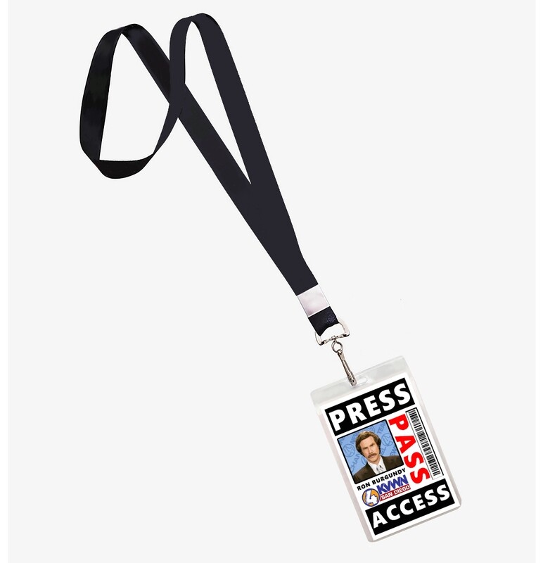 Anchorman Movie Ron Burgundy Press Pass Lanyard ID