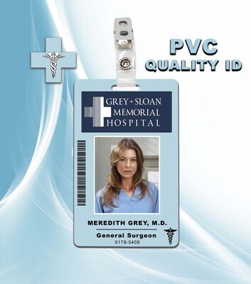 Grey&#39;s Anatomy Meredith Grey Sloan Memorial Hospital ID Badge PVC