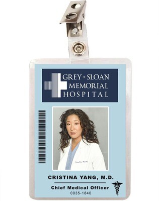 Grey&#39;s Anatomy Cristina Yang Grey Sloan Memorial Hospital ID Badge