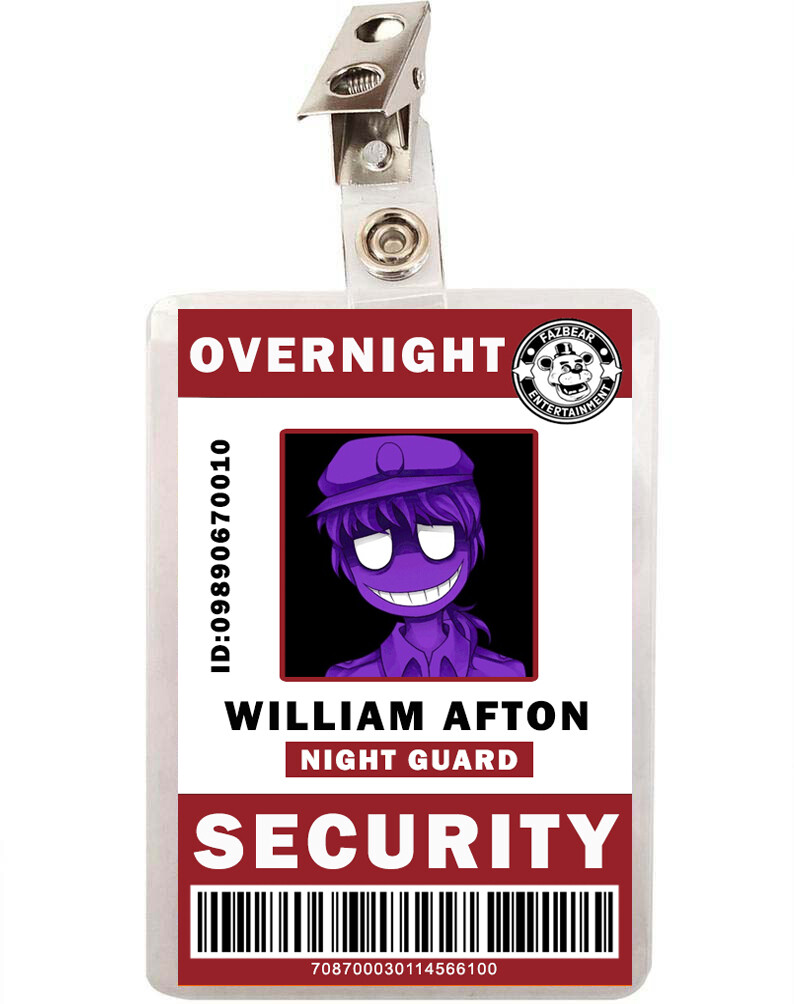 FNAF Five Nights at Freddy&#39;s William Afton Security ID Badge