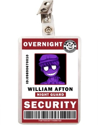 FNAF Five Nights at Freddy&#39;s William Afton Security ID Badge