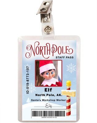 North Pole Elf Christmas ID Badge