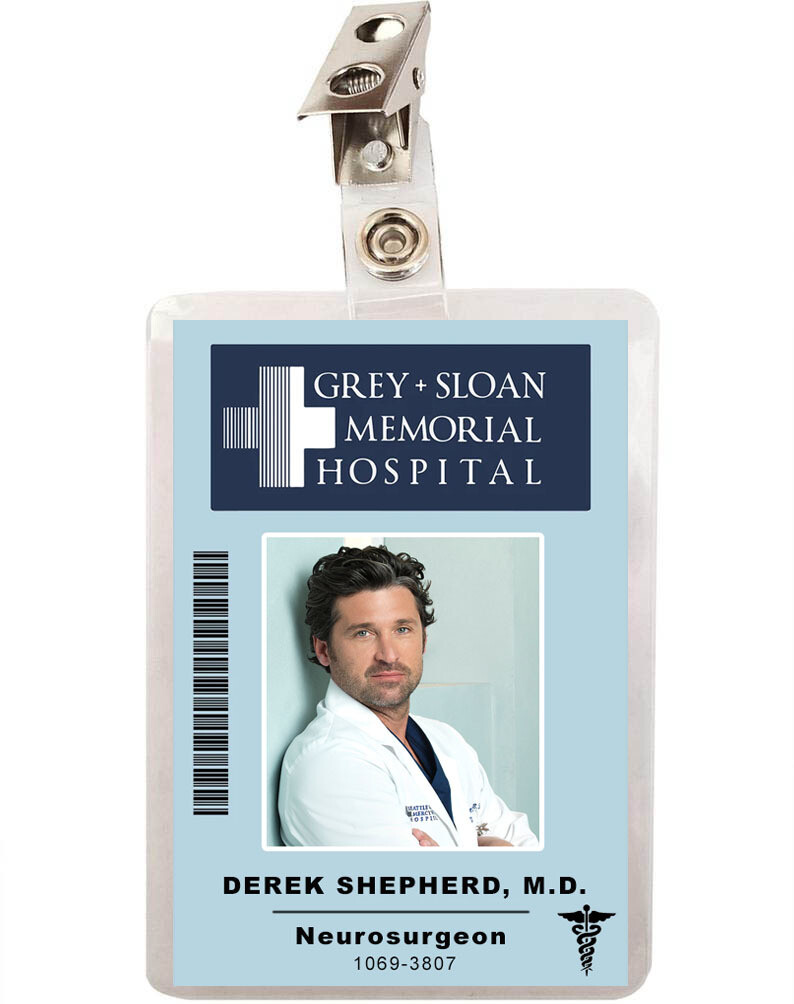 Grey&#39;s Anatomy Derek Shepherd Grey Sloan Memorial Hospital ID Badge
