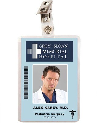 Grey&#39;s Anatomy Alex Karev Grey Sloan Memorial Hospital ID Badge