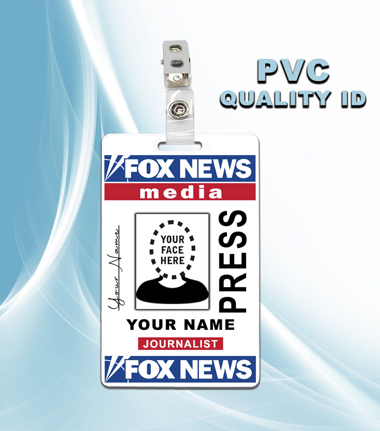 Custom Fox News Press Pass ID Badge PVC