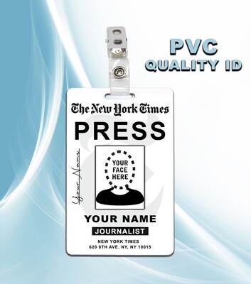 Custom New York Times Press Pass ID Badge PVC