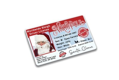 North Pole Santa Claus Lost Drivers License ID Card