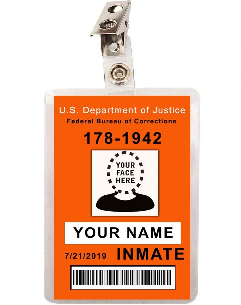 Custom Inmate Prison Orange ID Badge Badge
