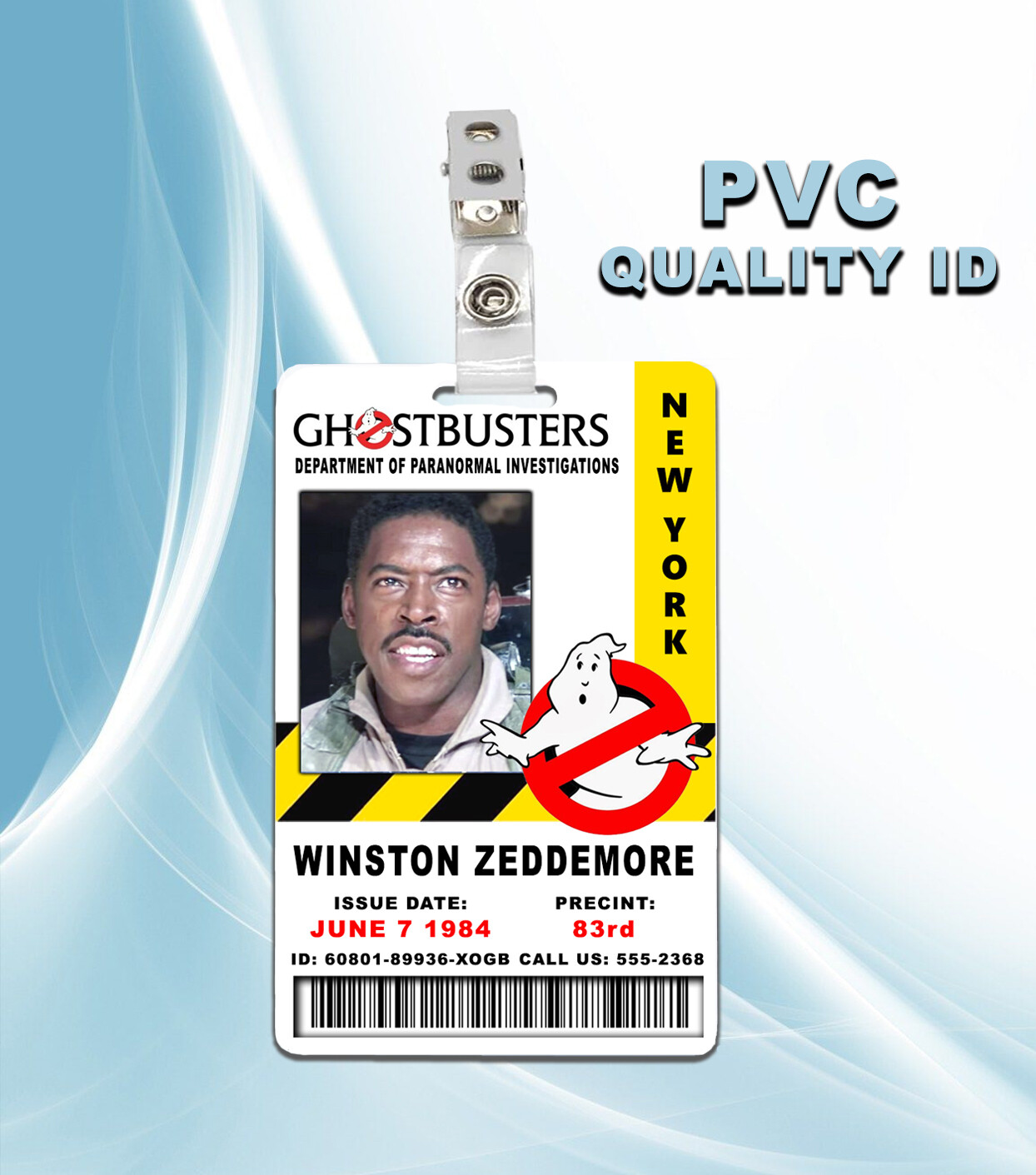 Ghostbusters Winston Zeddemore ID Badge PVC