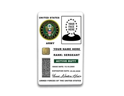 Custom US Army Sergeant License ID Card Vertical