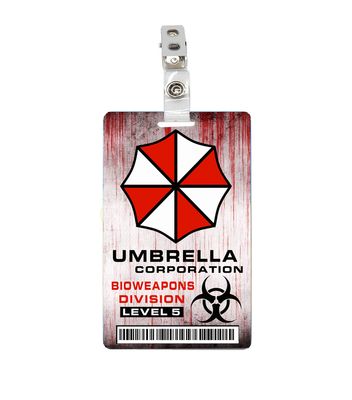 Resident Evil Umbrella Corporation Bioweapons Division Level 5 Bloody ID Badge PVC