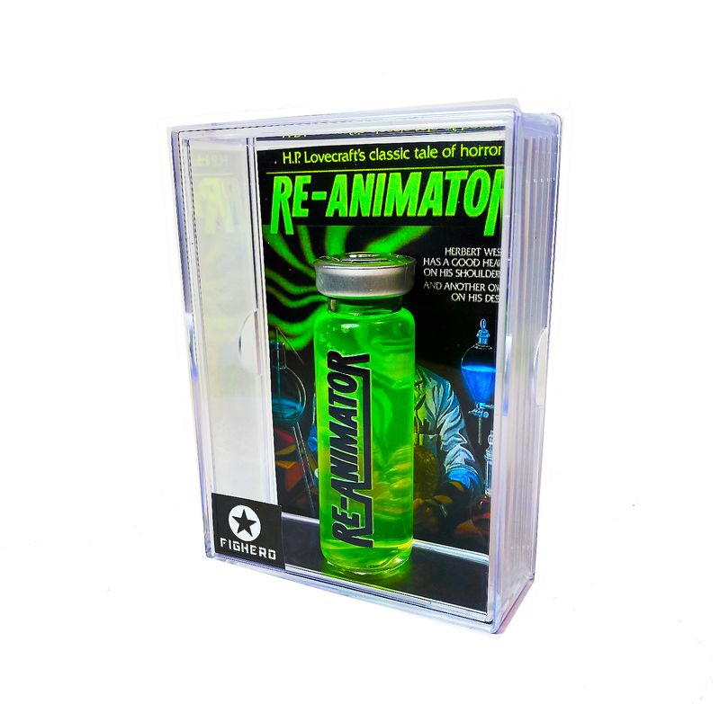 Re-Animator Serum Vial Bottle with Display Glows with Black Light Collectable Box Movie Prop