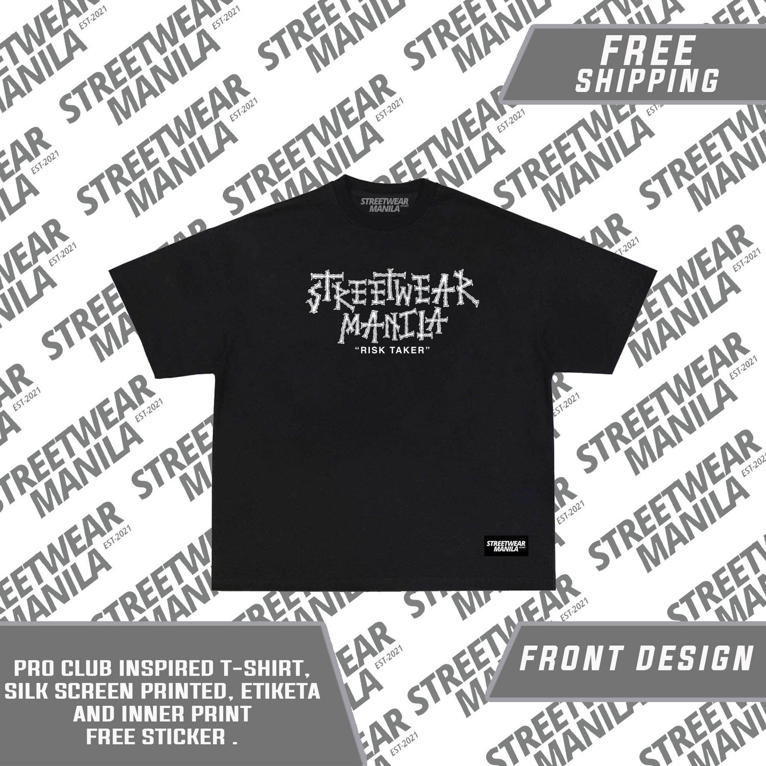 &quot;RISK-TAKER&quot; T-SHIRT CREW NECK COTTON