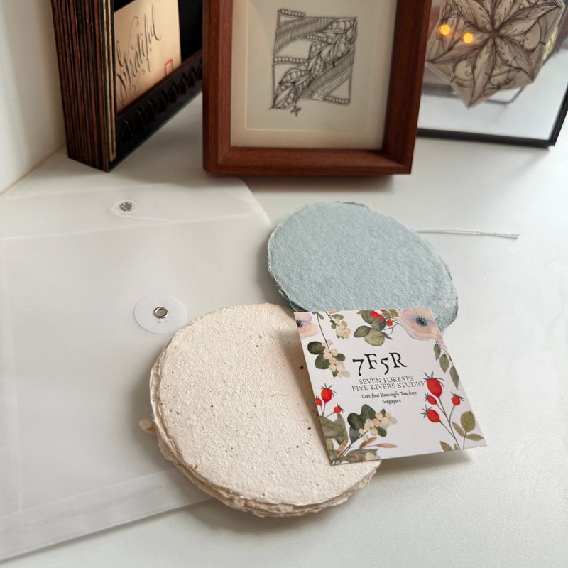 7F5R Studio - Handmade Watercolour Rag Paper 9cm Round 10pc set