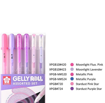 Sakura - Gelly Roll - Pink &amp; Purple Set of 6 x 3 packs