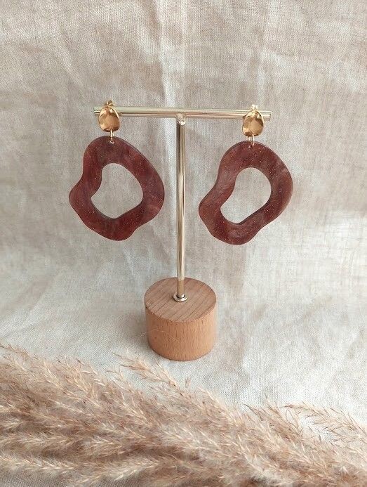 Statement earrings wave brown