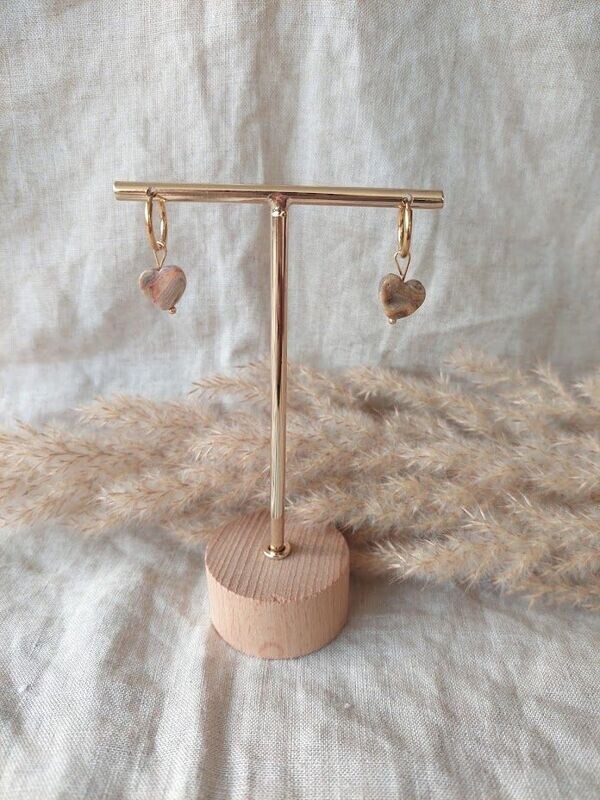 Gemstone heart earrings gold