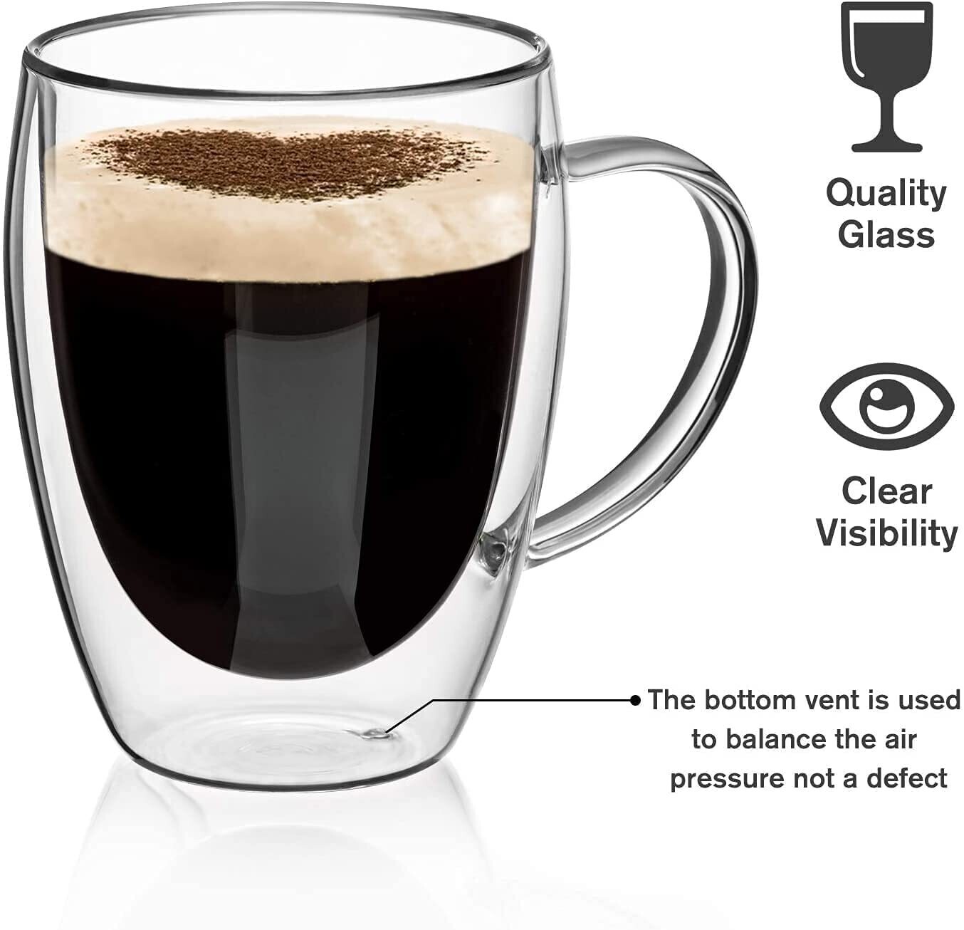 Double Wall Glass Coffee Mugs with Handle