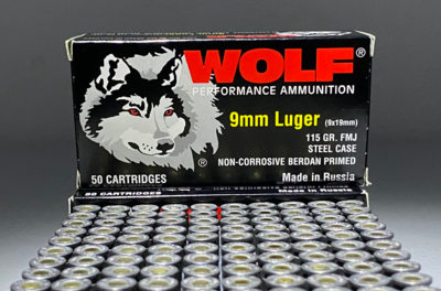 Wolf 9mm Luger Steel Case 50 Rounds