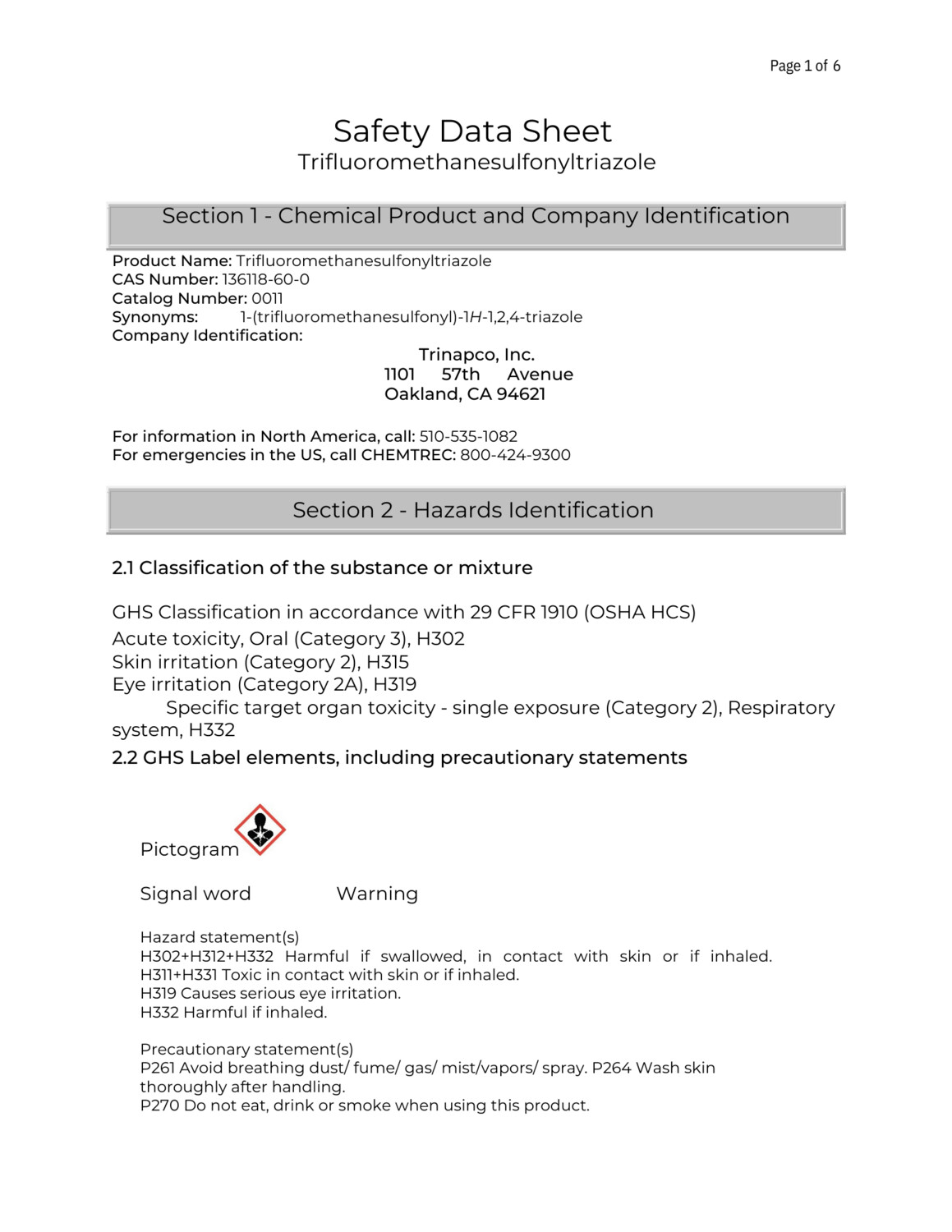 Trifluoromethanesulfonyltriazole, 1kg