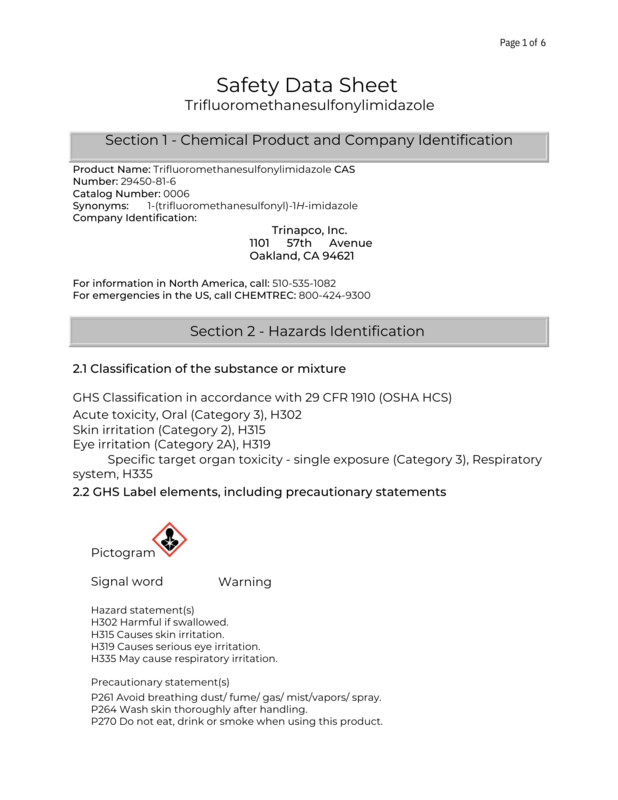 Trifluoromethanesulfonylimidazole, 1kg