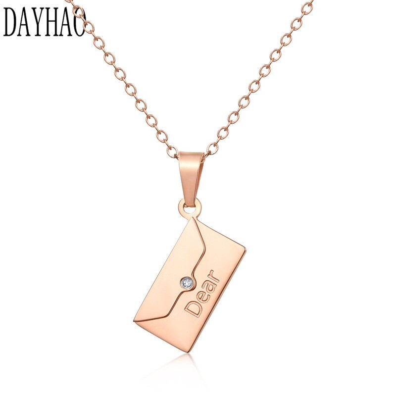 New Creative Titanium Steel Envelope Pendant Set With Real Diamond Necklace Confession Couple Models Girls Summer All-match Necklace