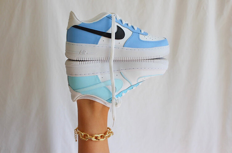 Light Blue Cute Air Forces Nike Shoes Custom Painted Air Force
