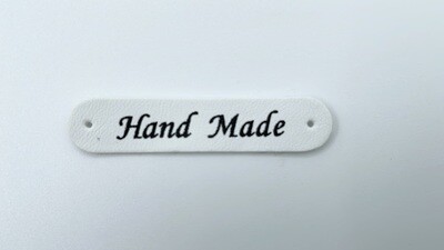 Kunstleder Label "Hand Made" Weiß Aufnäher Etikett
