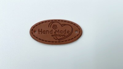 Kunstleder Label "Handmade with love" Braun