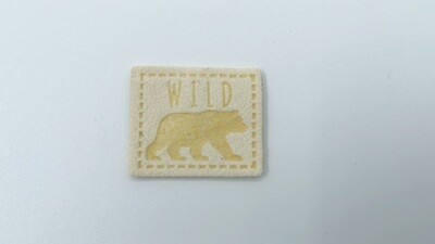 Kunstleder Label "Wild" Gelb Aufnäher Etikett