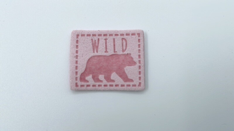 Kunstleder Label "Wild" Rosa Aufnäher Etikett