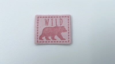 Kunstleder Label "Wild" Rosa Aufnäher Etikett