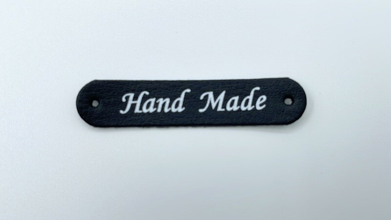 Kunstleder Label "Hand Made" Schwarz Aufnäher Etikett