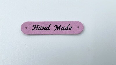 Kunstleder Label "Hand Made" Rosa Aufnäher Etikett