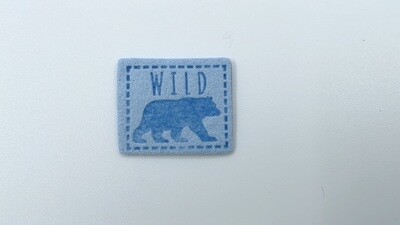 Kunstleder Label "Wild" Blau Aufnäher Etikett