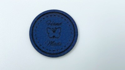 Kunstleder Label "Handmade" Blau