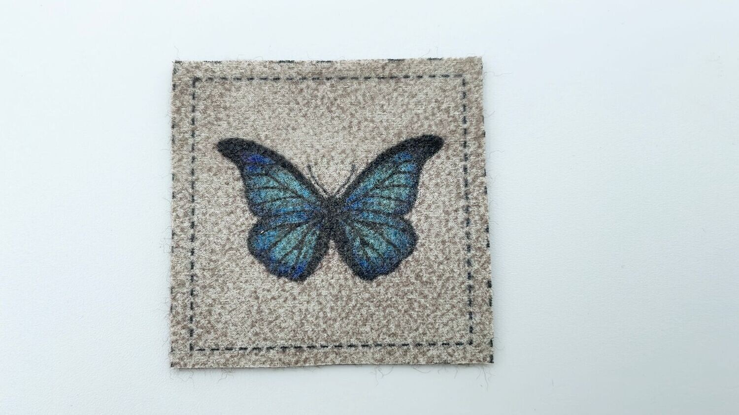 Vintage Kunstleder Label "Schmetterling" Patch Aufnäher