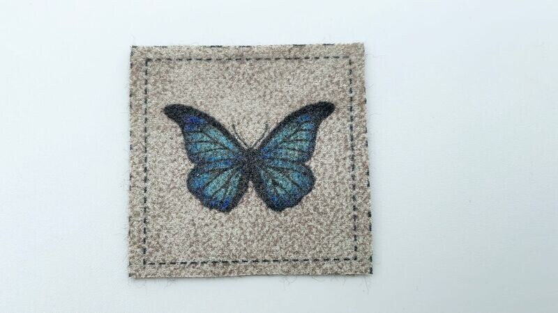 Vintage Kunstleder Label "Schmetterling" Patch Aufnäher