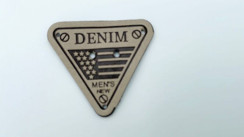 Kunstleder Label "Denim" Sand Aufnäher Patch