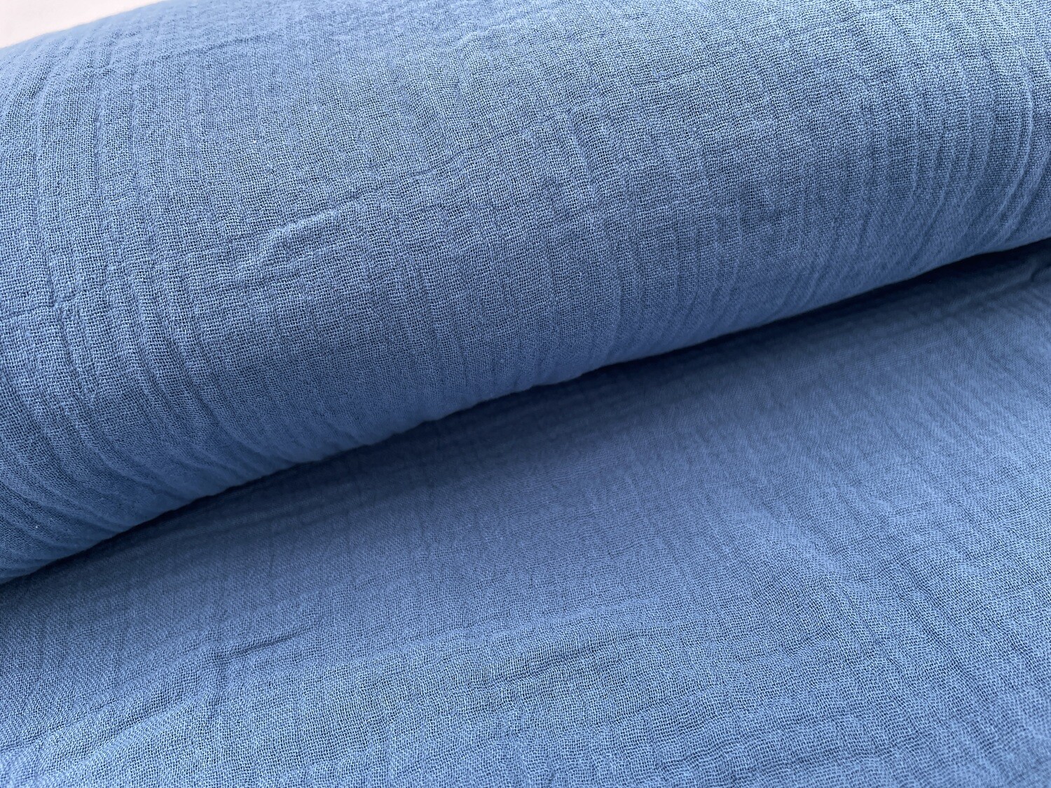 Musselin Denim Blue Double Gauze Uni