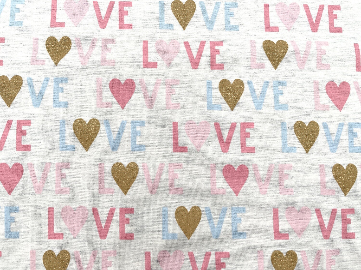 Jersey "Love" Glitzer Grau Melange