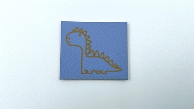 Kunstleder Label "Dino" Graublau