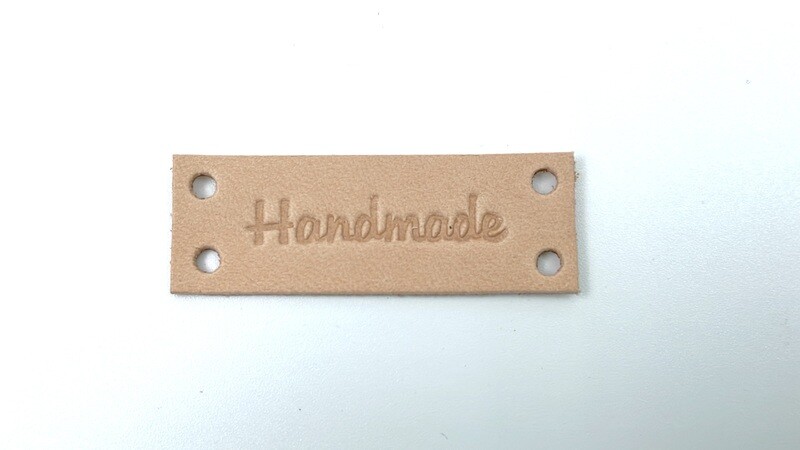 Hochwertiges Naturleder Label "Handmade" Naturbraun