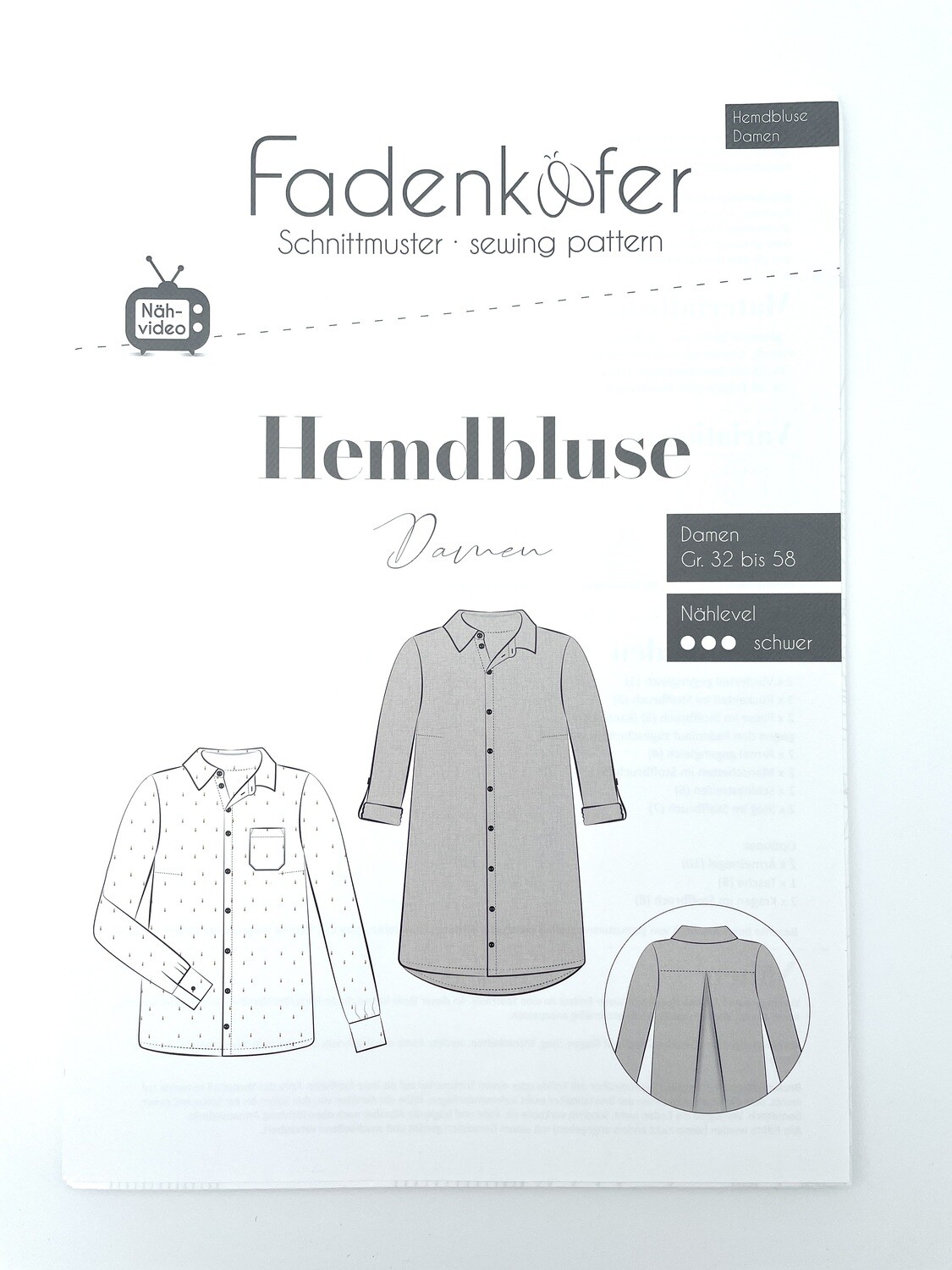 Fadenkäfer Schnittmuster Hemdbluse für Damen