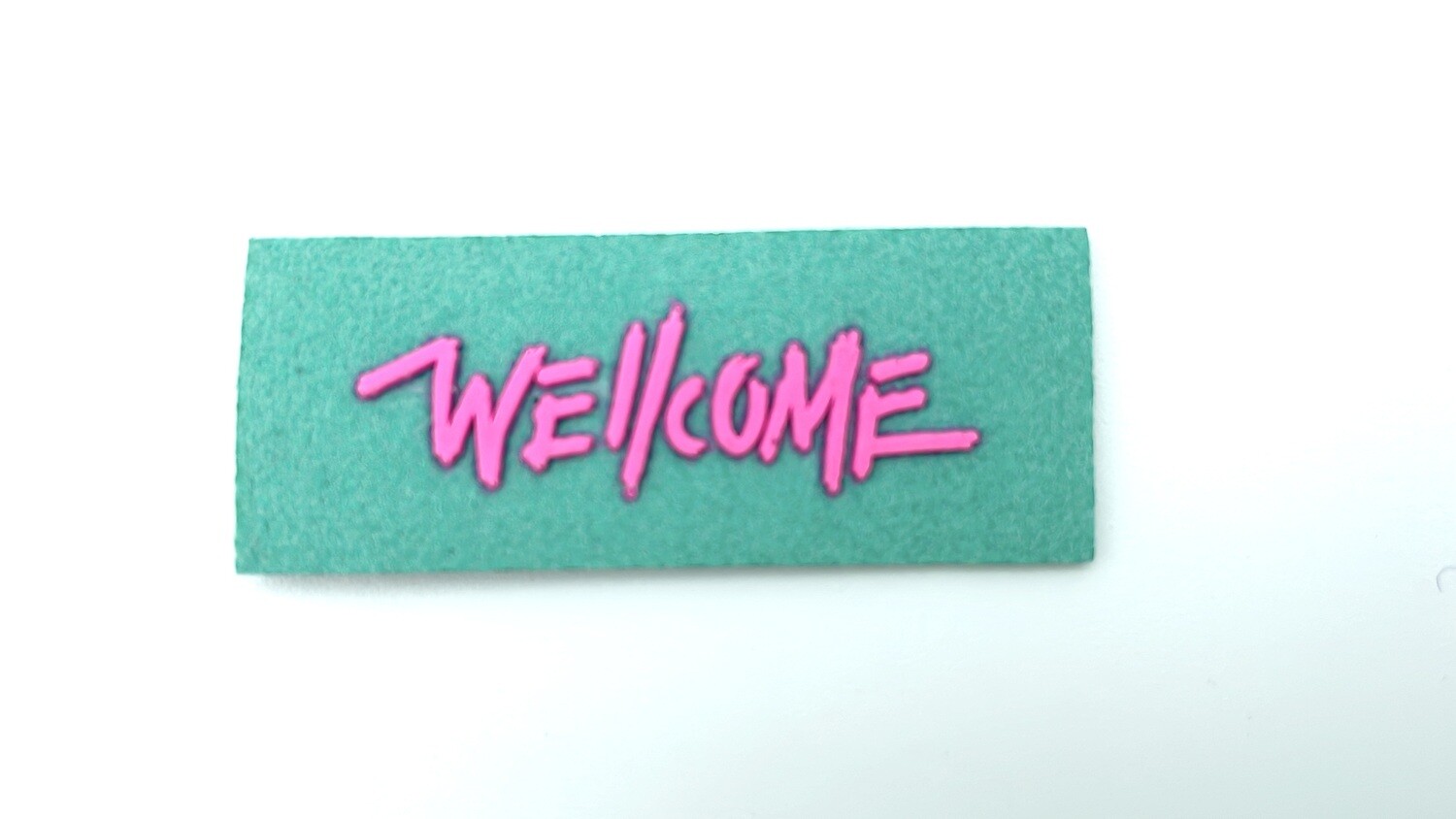 Softshell Patch "Wellcome" Mint Pink Label Aufnäher Etikett
